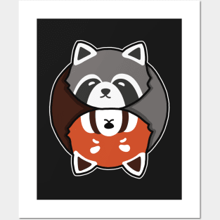 Ying Yang Raccoon And Red Panda Posters and Art